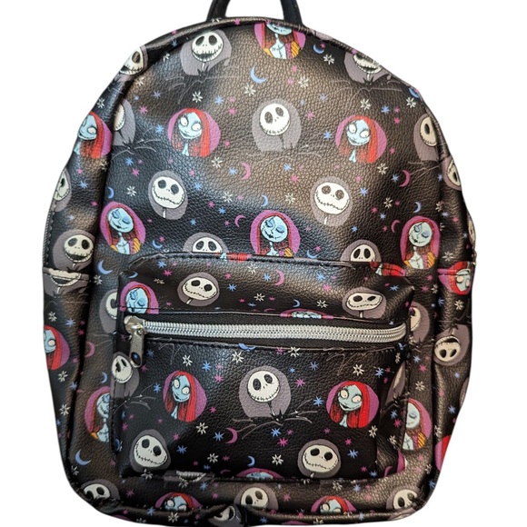 Disney Jack Skellington Mini Backpack 10" Purse Bag Faux Leather Small Tote - Picture 1 of 6
